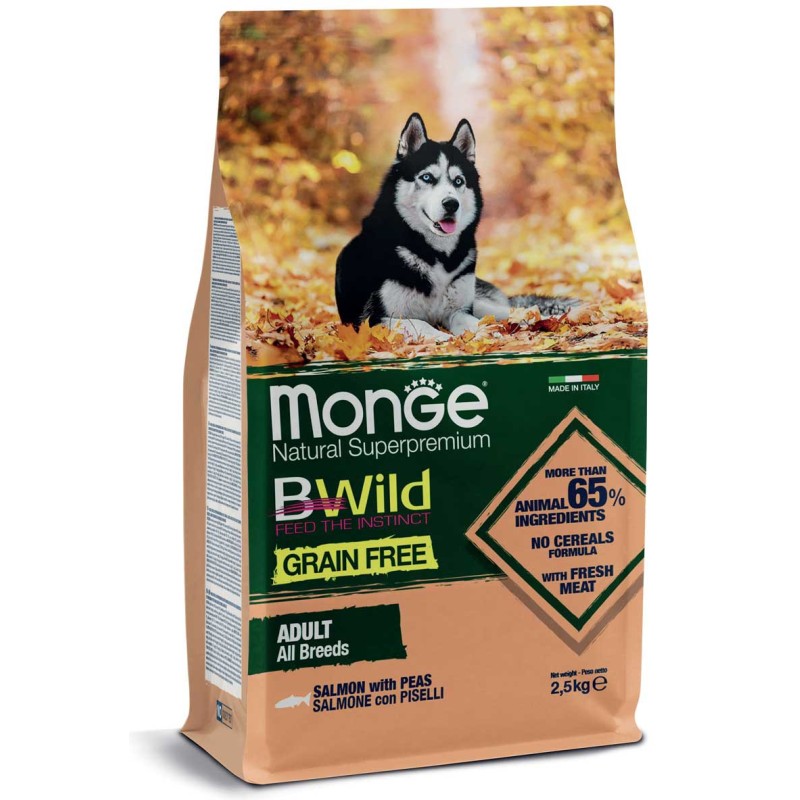  Monge BWild Grain Free Salmone con Piselli All Breeds Adult