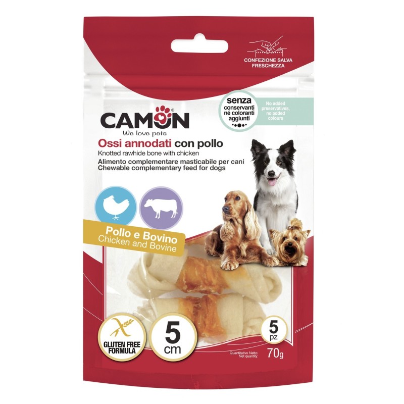 Ossi annodati di pelle bovina con pollo 80 gr