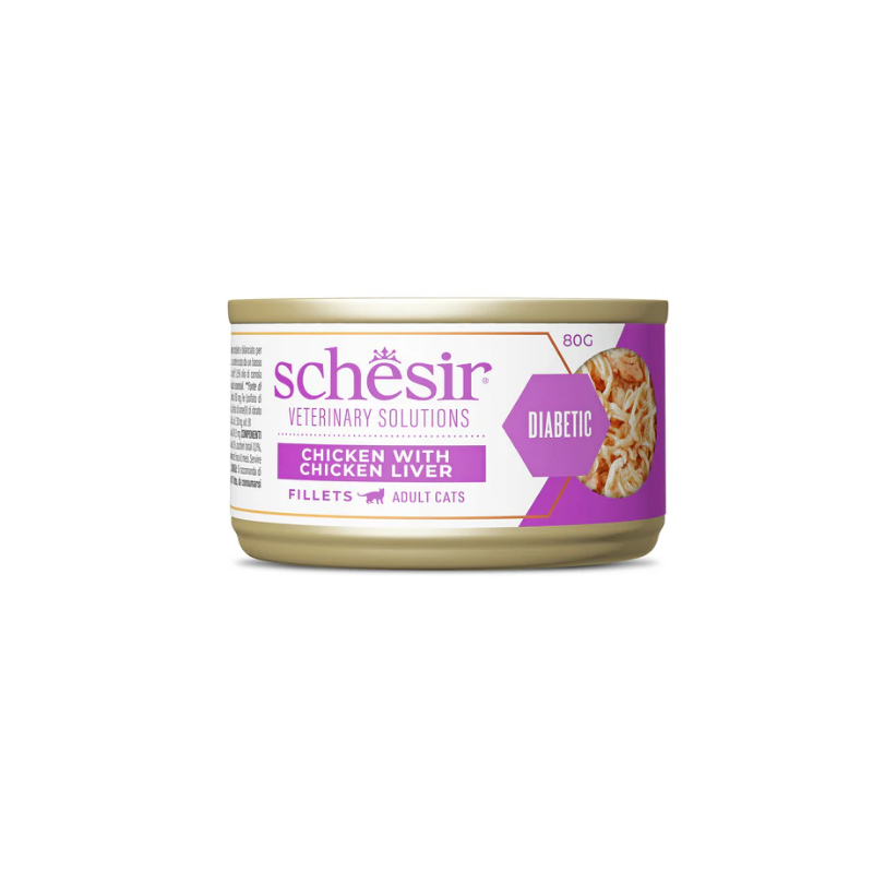 Schesir Veterinary Solution Diabetic Filetti Pollo con fegato di Pollo 80 gr
