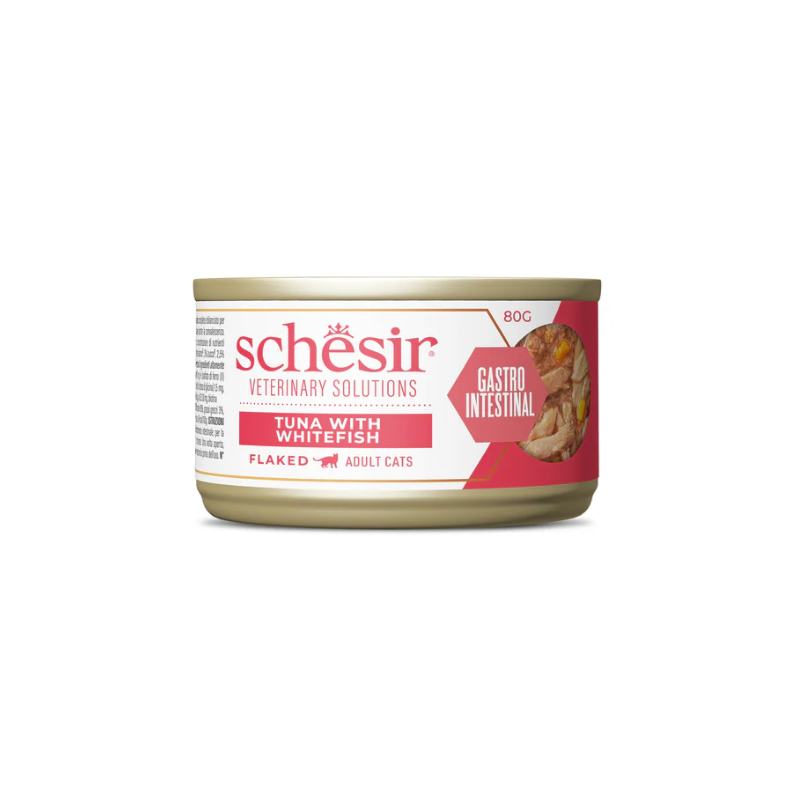 Schesir Veterinary Solution Gastro Intestinal Fiocchi Tonnetto con Pesce Bianco 80 gr