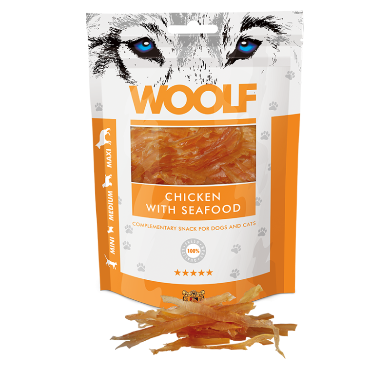 Woolf Snack Straccetti di Pollo e Frutti di Mare 200 gr