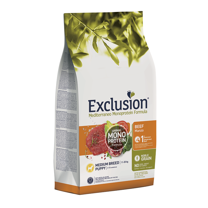 Exclusion Mediterraneo Puppy Medium Manzo 3 kg