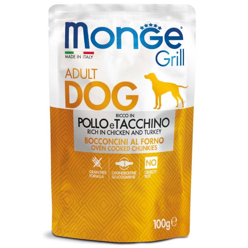 Monge Grill Bocconcini – Ricco in Pollo e Tacchino – Adult 100 gr