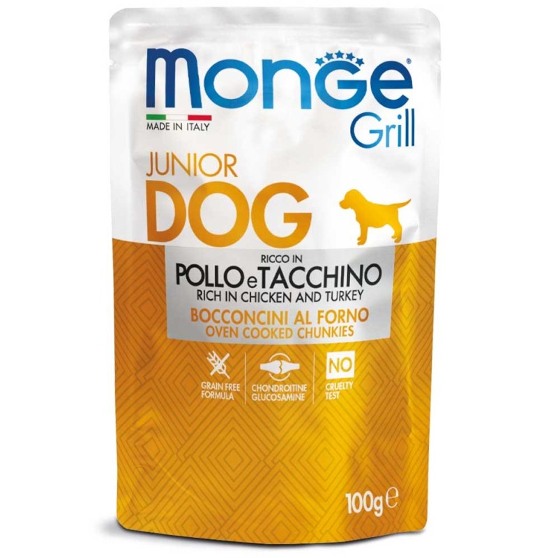 Monge Grill Bocconcini – Ricco in Pollo e Tacchino – Junior 100 gr