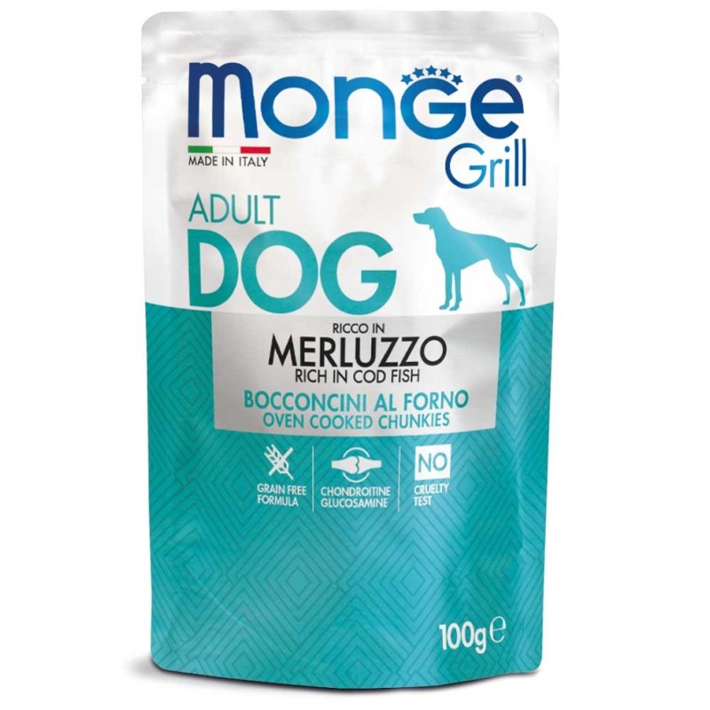 Monge Grill Bocconcini – Ricco in Merluzzo – Adult 100 gr