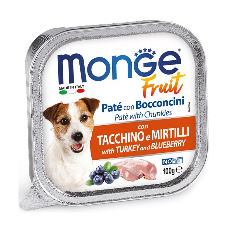Monge Fruit Paté e Bocconcini con Tacchino e Mirtilli 100 gr