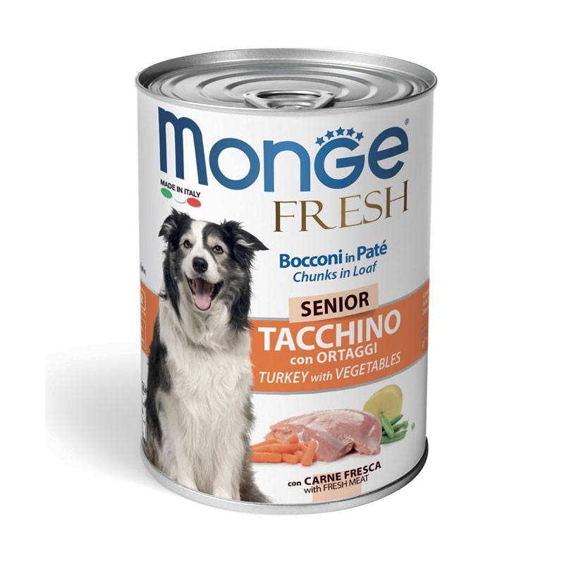 Monge Fresh Bocconi in Paté Tacchino con Ortaggi – Senior 400 gr
