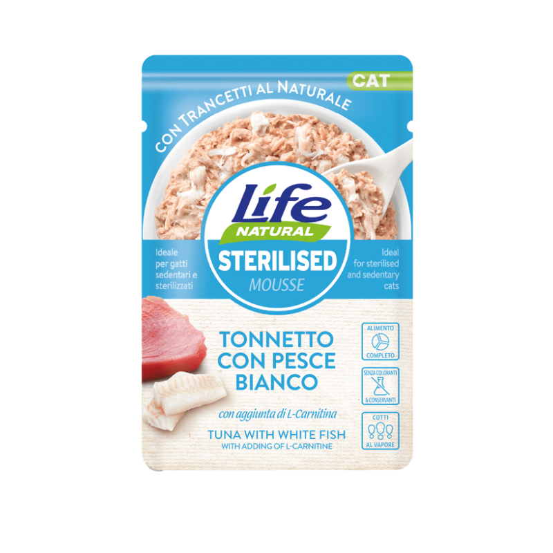 Life Natural Busta Sterilised Tonnetto con Pesce Bianco 70 gr