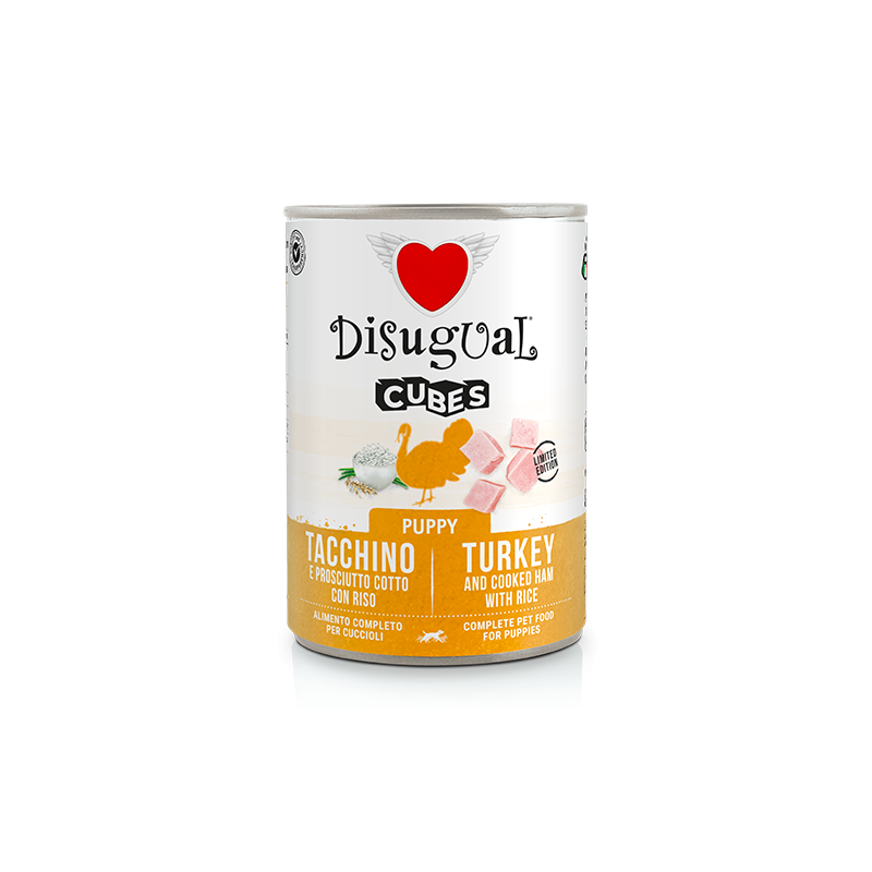 Disugual Cubes Puppy Tacchino e Prosciutto Cotto con Riso 400 gr