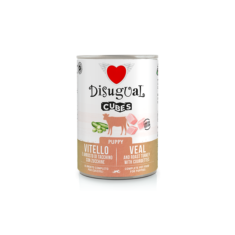 Disugual Cubes Puppy Vitello e Arrosto di Tacchino con Zucchine 400 gr
