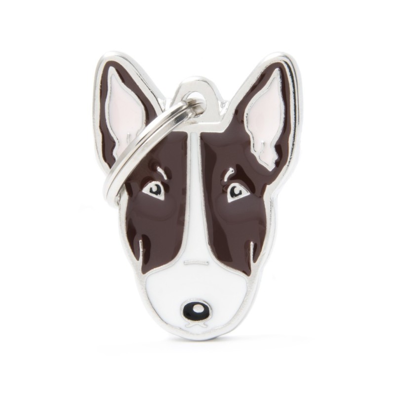 Medaglietta cane Bull Terrier bianco e marrone