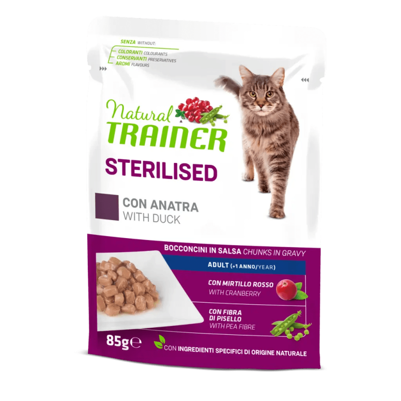 Natural Trainer sterilised con anatra umido 85 gr
