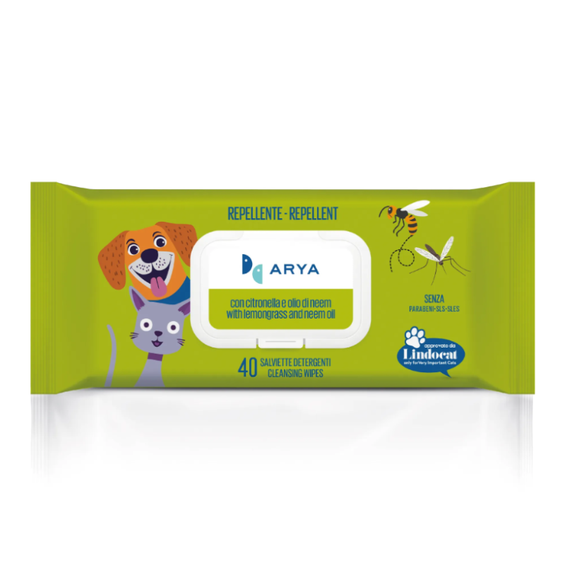Salviette Arya Repellenti con citronella e olio di Neem 40 pz