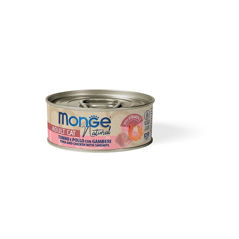 Monge natural tonno e pollo con gamberi 80 gr