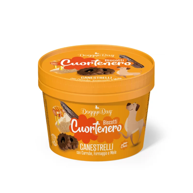 DoggyeBag Cuortenero biscotti teneri canestrelli carrube formaggio e miele 150 gr
