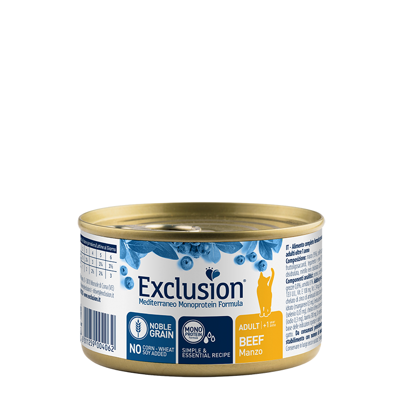 Exclusion Mediterraneo Adult Manzo 85 gr